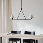 Axis Modern Linear Chandelier in Brass and Black for Dining Room and Living Room
