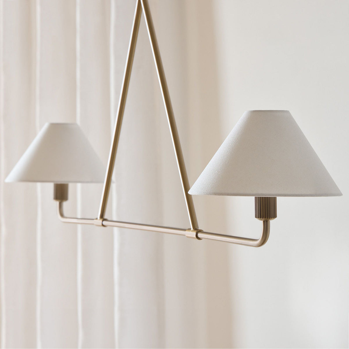 Axis Modern Linear Chandelier in Brass and Black for Dining Room and Living Room