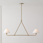 Axis Modern Linear Chandelier in Brass and Black for Dining Room and Living Room