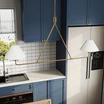 Axis Modern Linear Chandelier in Brass and Black for Dining Room and Living Room