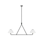 Axis Modern Linear Chandelier in Brass and Black for Dining Room and Living Room