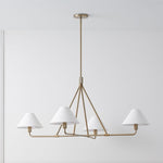 Axis Modern Linear Chandelier in Brass and Black for Dining Room and Living Room
