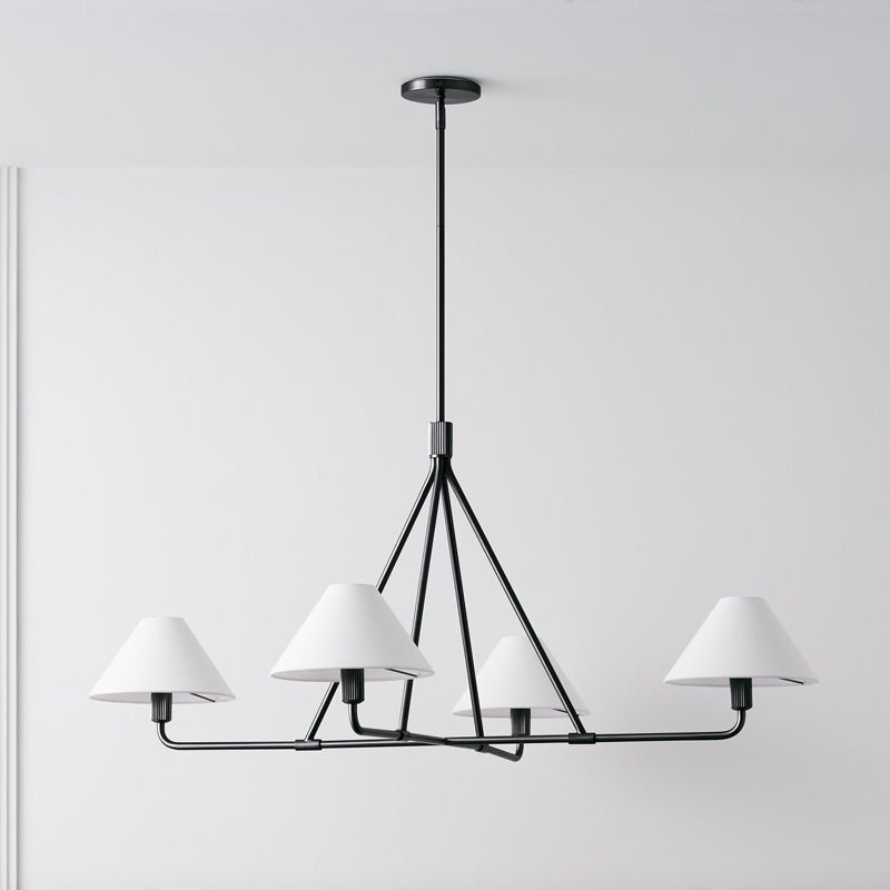 Axis Modern Linear Chandelier in Brass and Black for Dining Room and Living Room