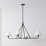 Axis Modern Linear Chandelier in Brass and Black for Dining Room and Living Room