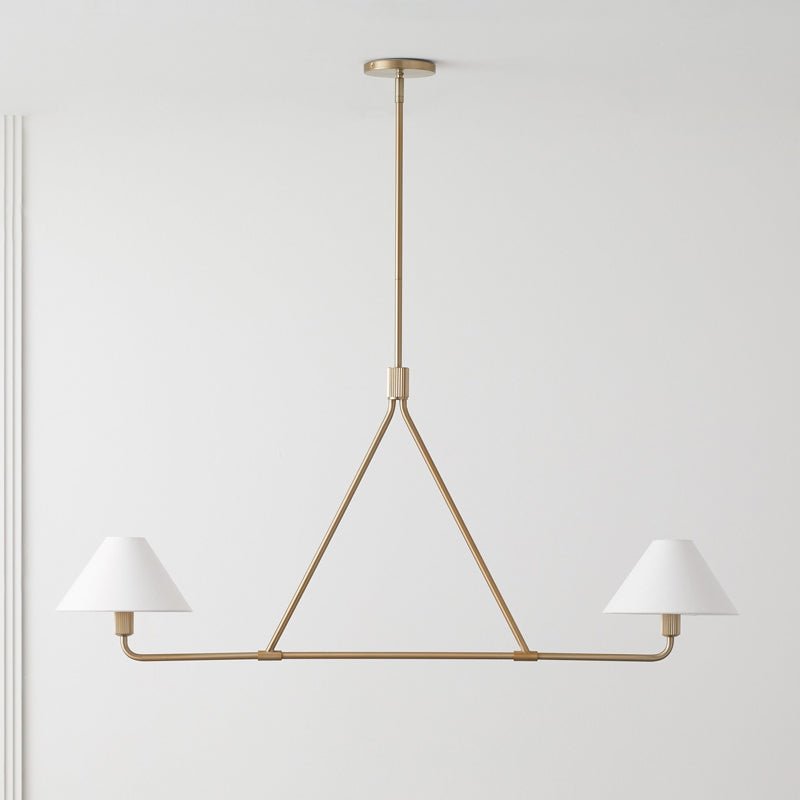 Axis Modern Linear Chandelier in Brass and Black for Dining Room and Living Room