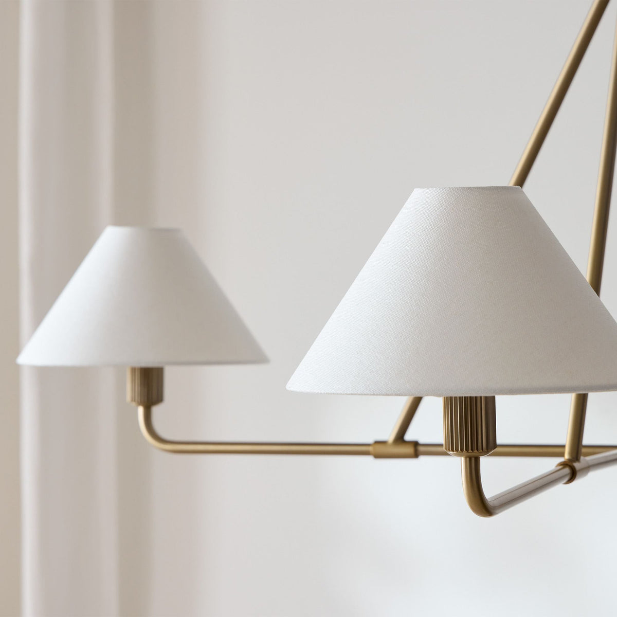 Axis Modern Linear Chandelier in Brass and Black for Dining Room and Living Room