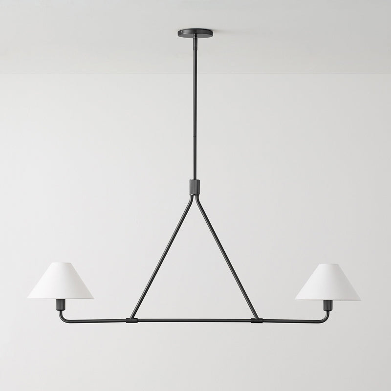 Axis Modern Linear Chandelier in Brass and Black for Dining Room and Living Room
