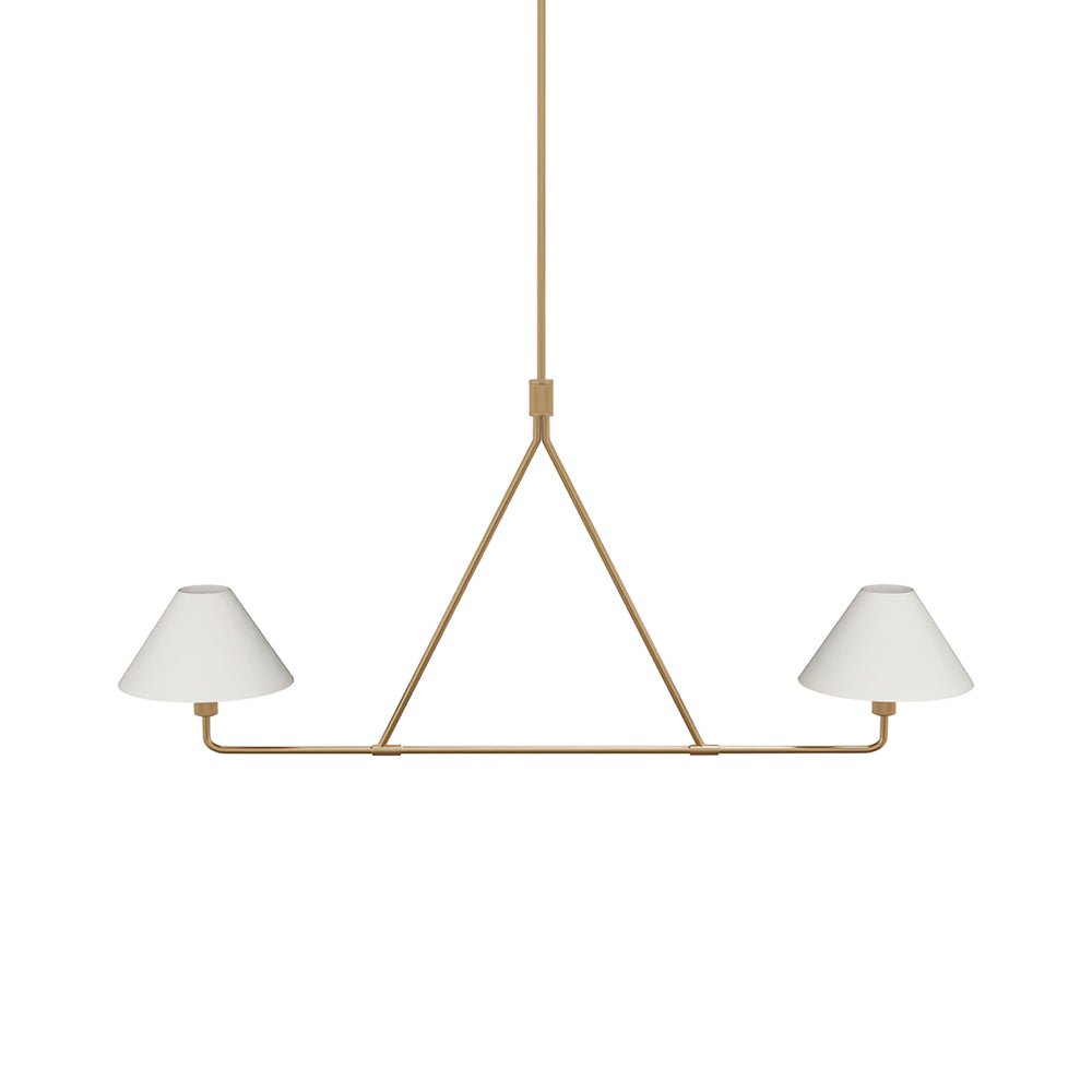 Axis Modern Linear Chandelier in Brass and Black for Dining Room and Living Room