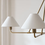Axis Modern Linear Chandelier in Brass and Black for Dining Room and Living Room