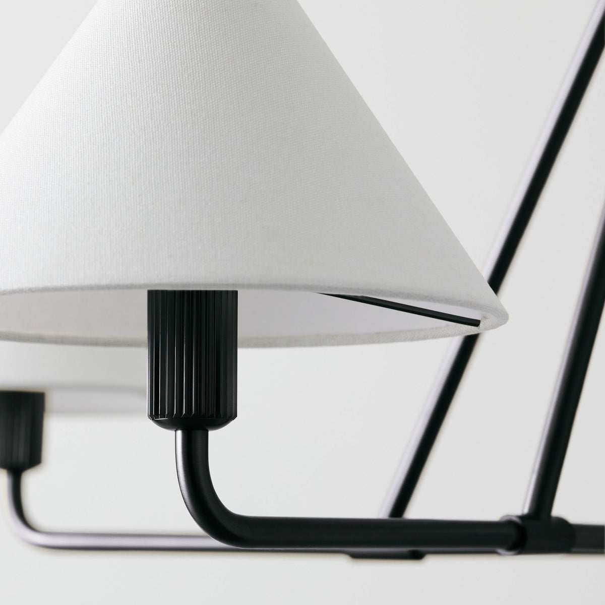 Axis Modern Linear Chandelier in Brass and Black for Dining Room and Living Room