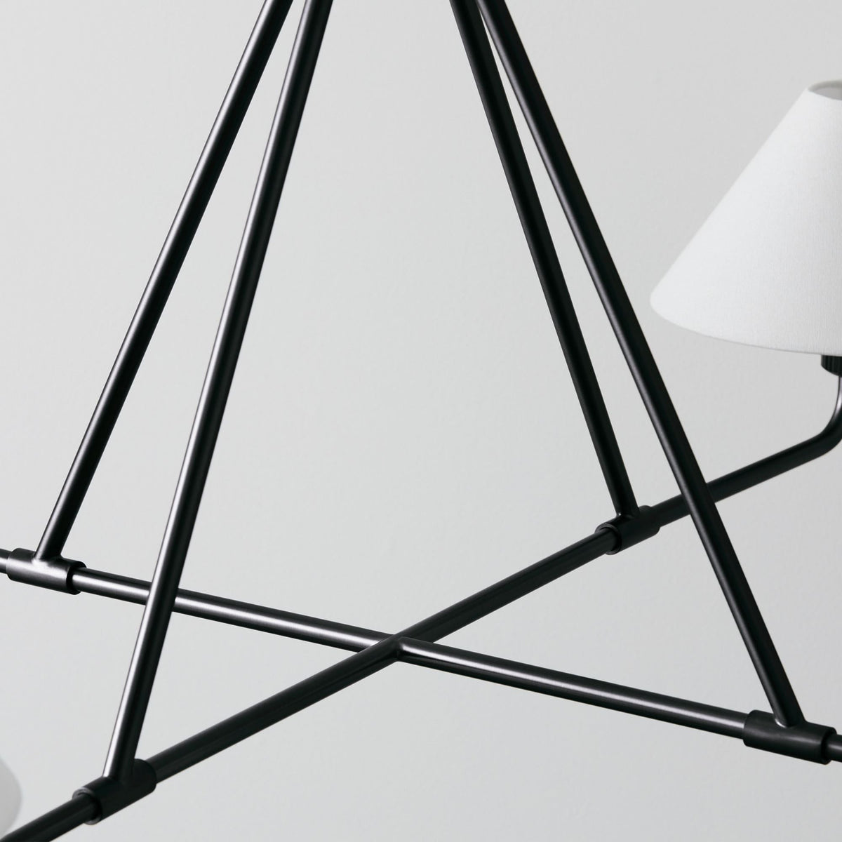 Axis Modern Linear Chandelier in Brass and Black for Dining Room and Living Room