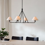 Axis Modern Linear Chandelier in Brass and Black for Dining Room and Living Room