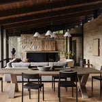 Axis Modern Linear Chandelier in Brass and Black for Dining Room and Living Room