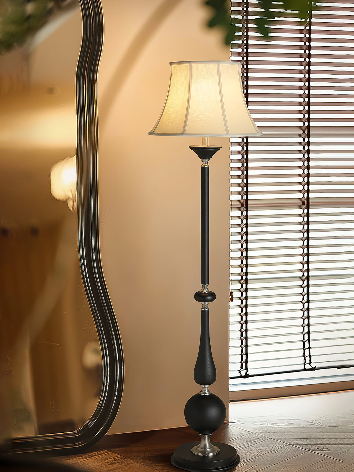 Belfort Classic Floor Lamp – Modern Black & Beige Designer Lighting for Living Room