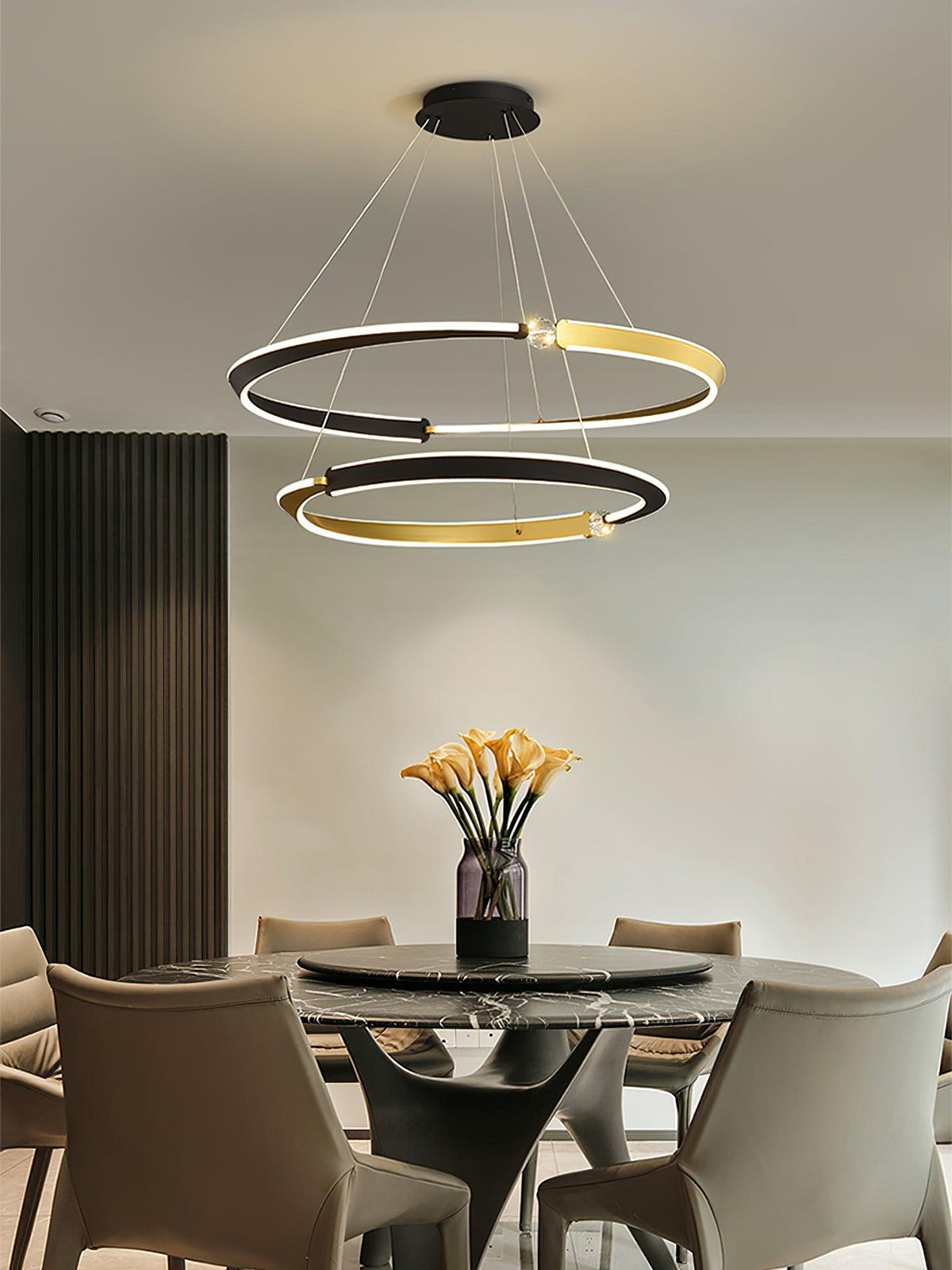 Crystal LED Pendant Light with Metal Frame, Modern Hanging Lamp for Dining Room and Living Room