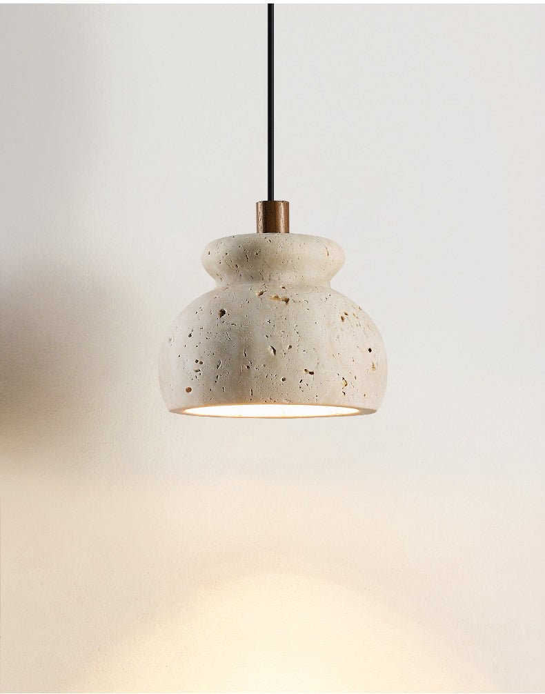 Bell Elara Travertine Pendant Light – Natural Stone Hanging Lamp for Dining & Kitchen