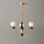 Bellagio Arc Chandelier — Modern Brass & Wood Designer Pendant Light