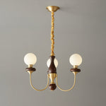 Bellagio Arc Chandelier — Modern Brass & Wood Designer Pendant Light