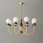 Bellagio Arc Chandelier — Modern Brass & Wood Designer Pendant Light