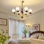 Bellagio Arc Chandelier — Modern Brass & Wood Designer Pendant Light