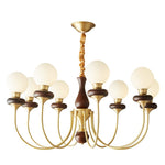 Bellagio Arc Chandelier — Modern Brass & Wood Designer Pendant Light