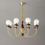 Bellagio Arc Chandelier — Modern Brass & Wood Designer Pendant Light