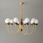 Bellagio Arc Chandelier — Modern Brass & Wood Designer Pendant Light