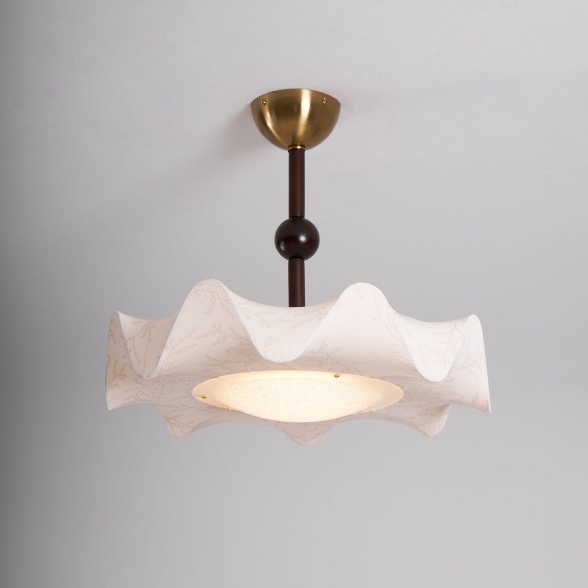 Bellara Flush Mount Ceiling Light in Fabric, Wood, and Metal