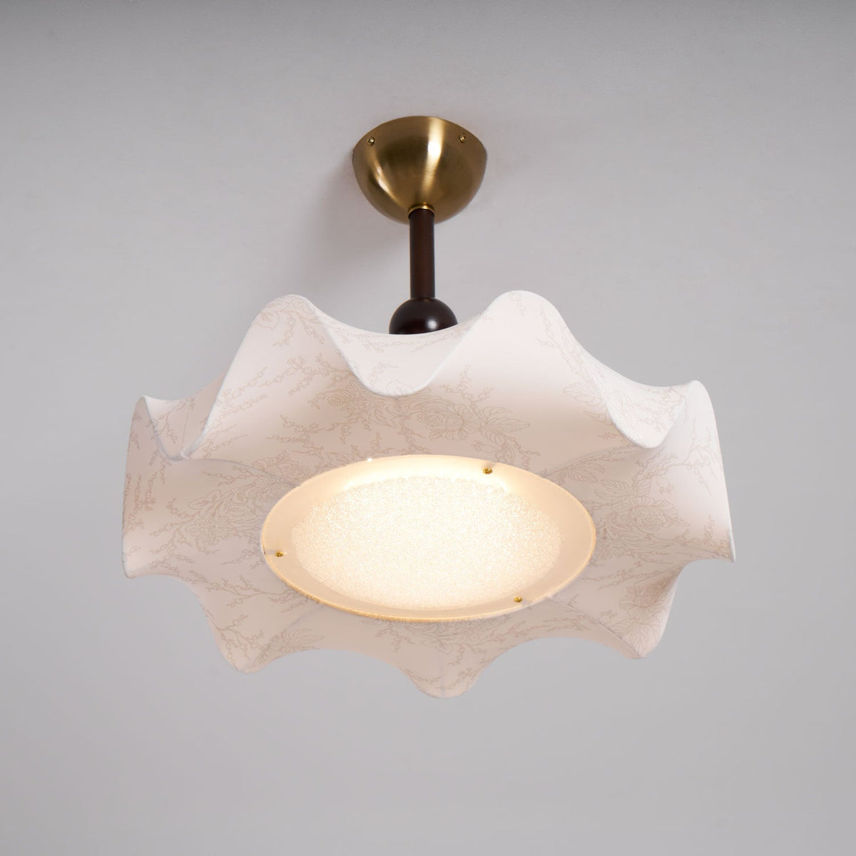Bellara Flush Mount Ceiling Light in Fabric, Wood, and Metal