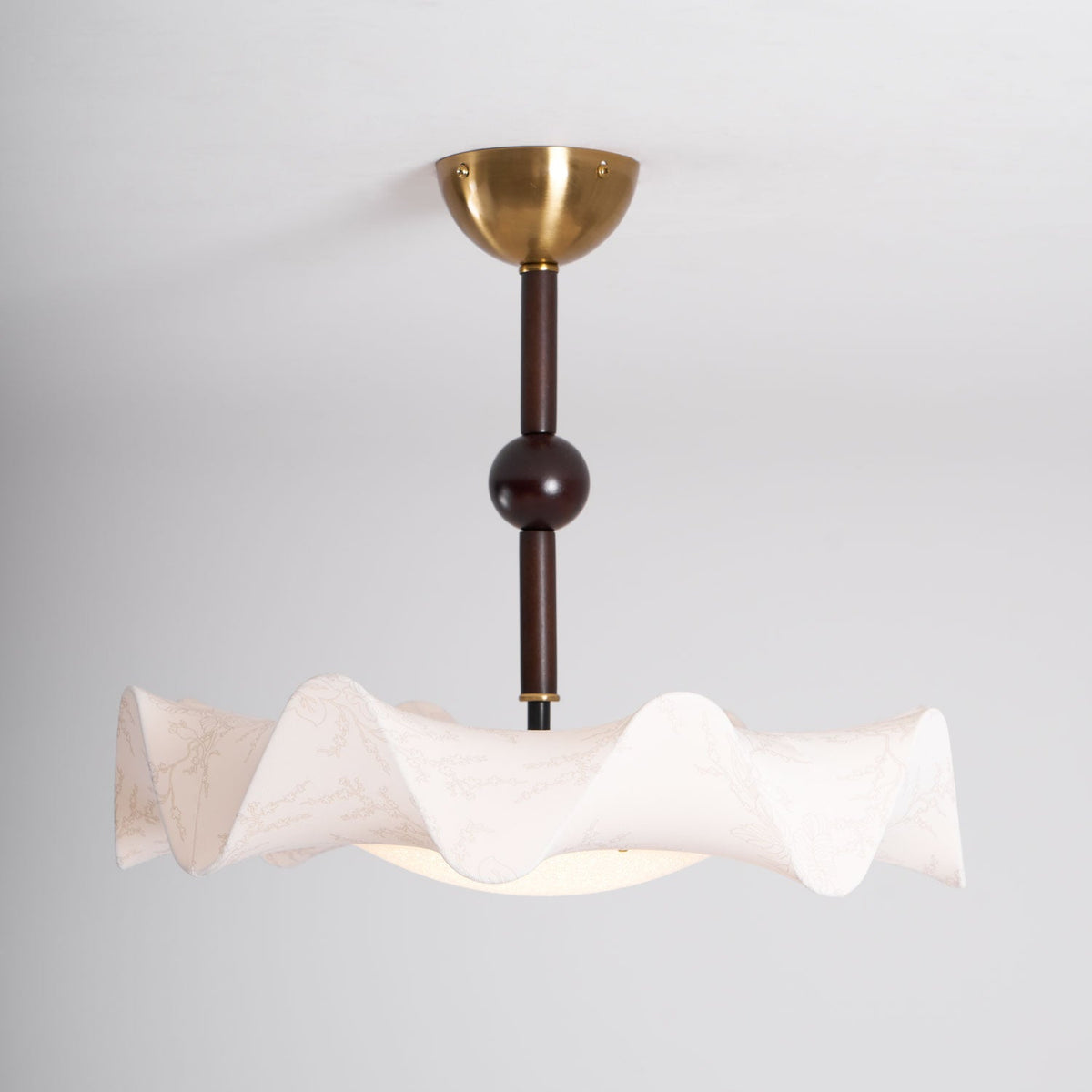 Bellara Flush Mount Ceiling Light in Fabric, Wood, and Metal