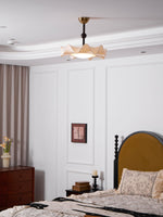 Bellara Flush Mount Ceiling Light in Fabric, Wood, and Metal