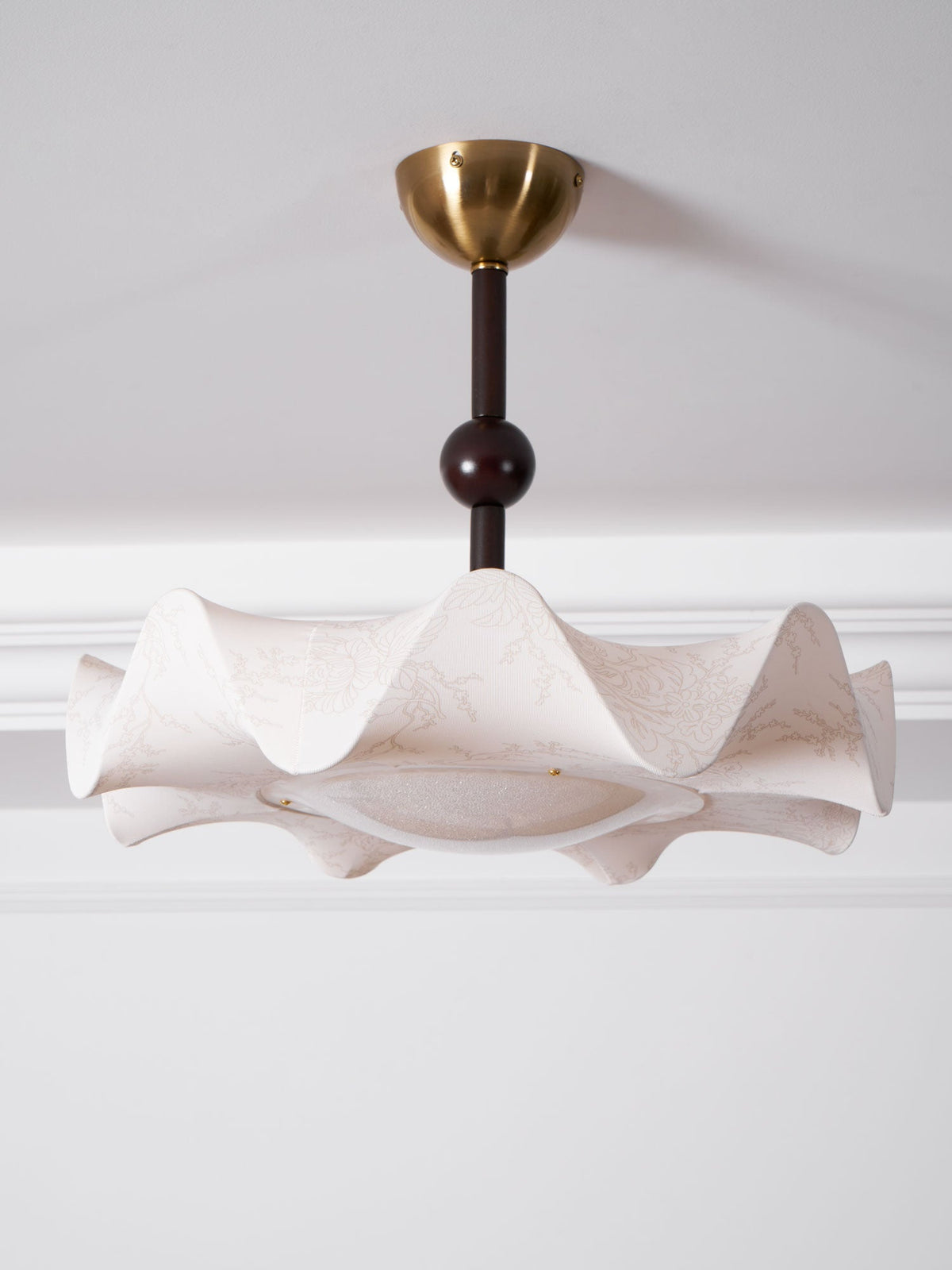 Bellara Flush Mount Ceiling Light in Fabric, Wood, and Metal