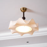 Bellara Flush Mount Ceiling Light in Fabric, Wood, and Metal