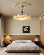 Bellara Flush Mount Ceiling Light in Fabric, Wood, and Metal