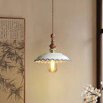 Bellaria Ceramic Pendant Light with Hand-Painted Scalloped Details