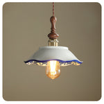 Bellaria Ceramic Pendant Light with Hand-Painted Scalloped Details
