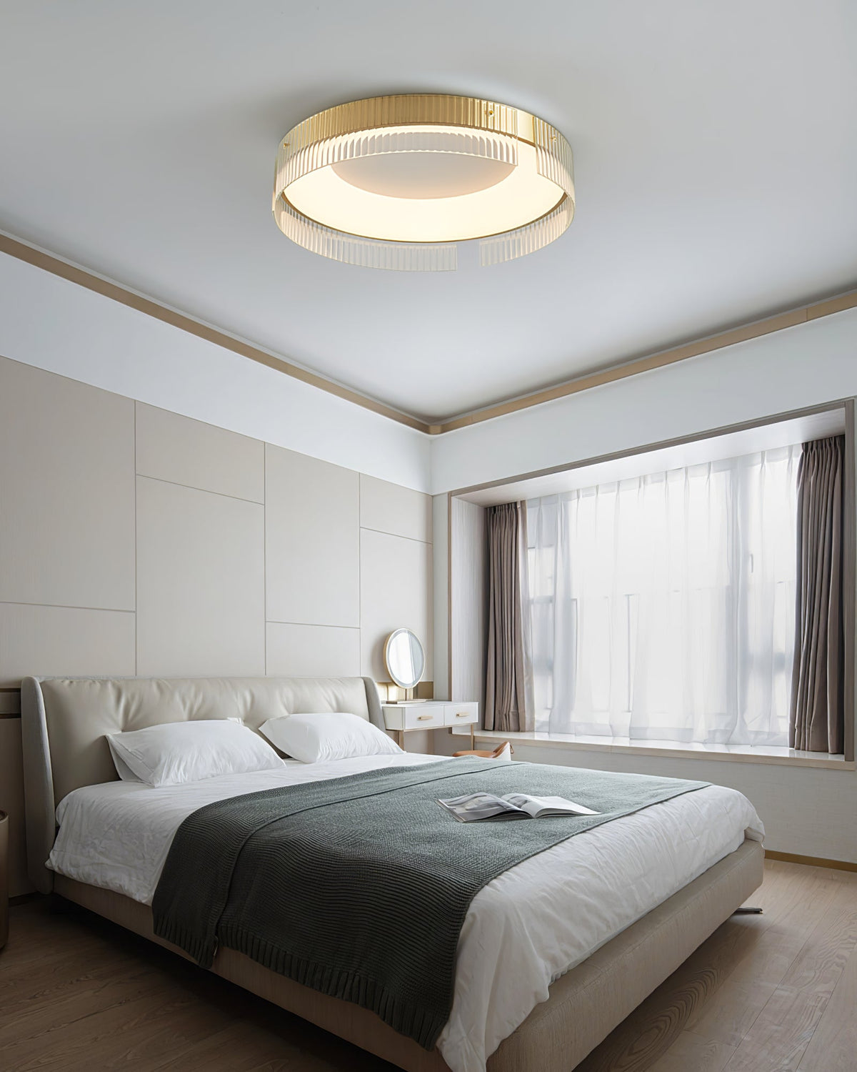 Bellatrix Modern Brass LED Flush Mount Ceiling Light for Living Room and Bedroom