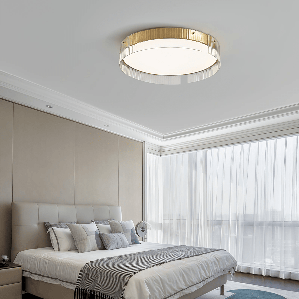 Bellatrix Modern Brass LED Flush Mount Ceiling Light for Living Room and Bedroom