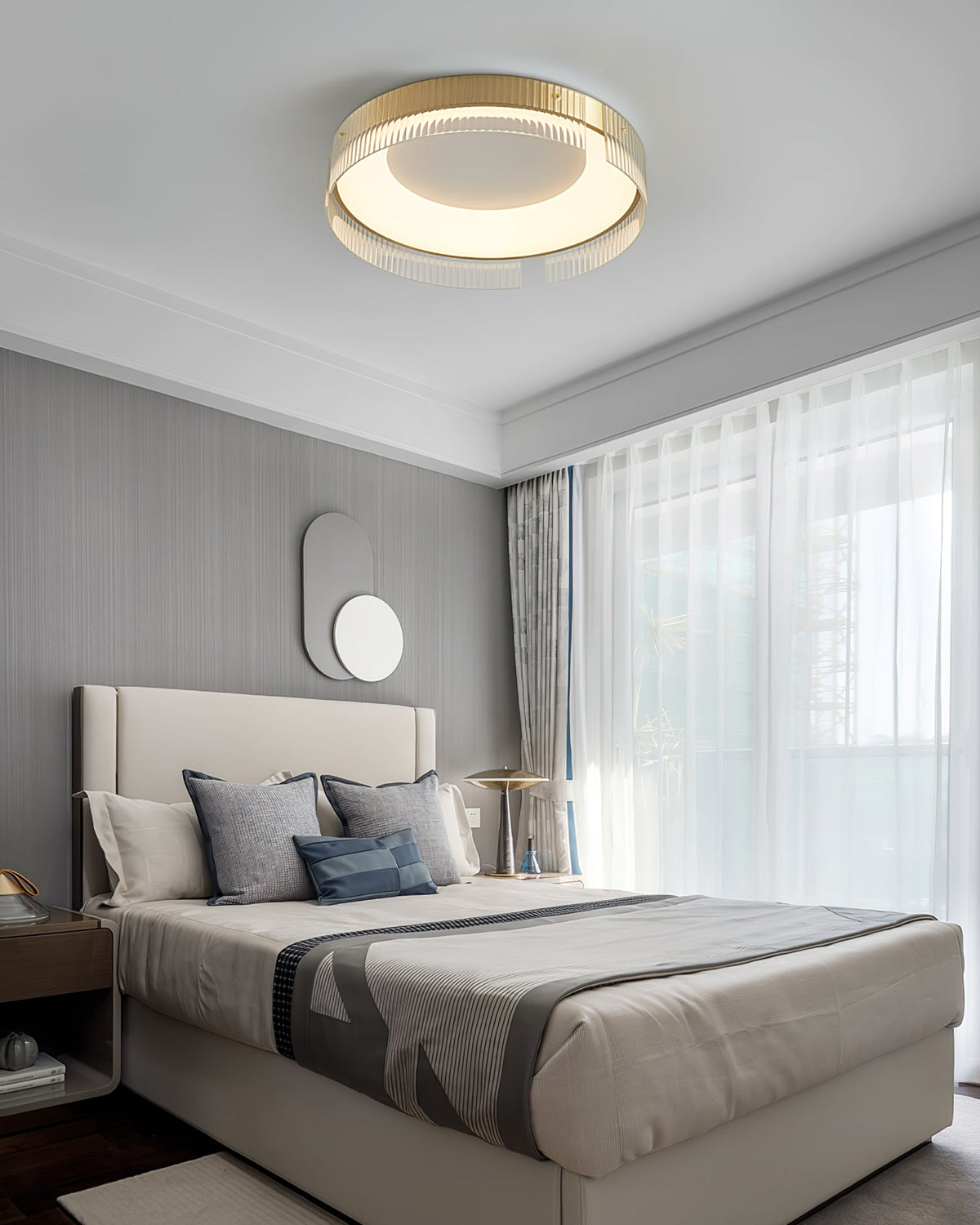 Bellatrix Modern Brass LED Flush Mount Ceiling Light for Living Room and Bedroom