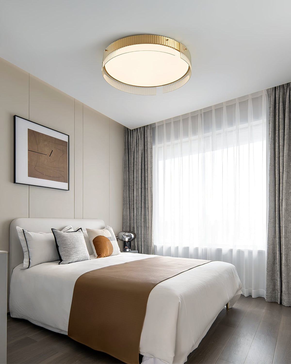Bellatrix Modern Brass LED Flush Mount Ceiling Light for Living Room and Bedroom