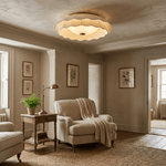 Belle Epoque Pleated Flush Mount Ceiling Light in Walnut and White