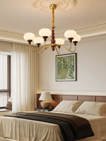 Bellini Modern Wood and Glass Chandelier for Dining Room and Living Room