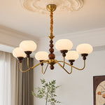 Bellini Modern Wood and Glass Chandelier for Dining Room and Living Room