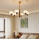 Bellini Modern Wood and Glass Chandelier for Dining Room and Living Room