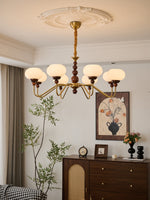 Bellini Modern Wood and Glass Chandelier for Dining Room and Living Room