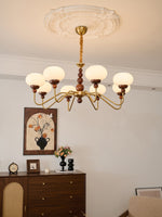 Bellini Modern Wood and Glass Chandelier for Dining Room and Living Room