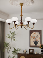 Bellini Modern Wood and Glass Chandelier for Dining Room and Living Room