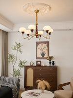Bellini Modern Wood and Glass Chandelier for Dining Room and Living Room