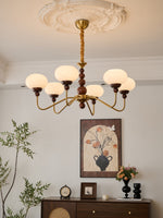 Bellini Modern Wood and Glass Chandelier for Dining Room and Living Room