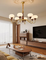 Bellini Modern Wood and Glass Chandelier for Dining Room and Living Room